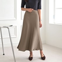 데일리앤 디아르 여성 히든밴딩 실크 새틴 머메이드 A라인 맥시 롱 스커트 봄 가을