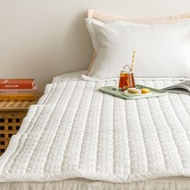 시원한 여름 침대 패드 풍기인견 100% 시어서커 마 삼베 냉 매트 카페트 싱글 슈퍼싱글 퀸, 11_샤르베_플레인화이트