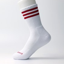 컴프로 여성 스포츠 장목 쿠션 이중바닥 링글 기능성 양말, 흰색-빨강