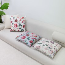 올리비아 쿠션커버 및 방석커버 고급 나염 국내제작상품, 아이보리(커버)