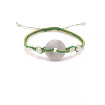 옥팔찌 비취팔찌 천연 염주 원석 팔찌 천연 버마 옥 로프 팔찌 매력 여성의 손 뜨개질 평화 버클 6 작은 구