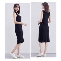 여자 여름 데일리 민소매 면 미디움 원피스 치마