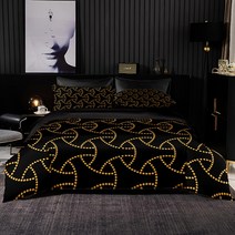 라지킹침구세트 라지킹이불 침구류 미니멀리스트 스타일 침구 세트 깃털 이불 커버 240x220 베개 블랙 200x