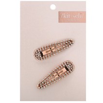 Kitsch 헤어 액세서리 Rhinestone Snap Clips Rose Gold 2 Pieces