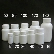 15ml 20ml 30ml 50ml 60ml 100ml 흰색 리필용 씰 병 바이알 시약 고체 분말 약물 알약 보관 용기 5 개, [05] 60ml, [01] 플라스틱