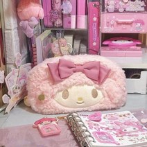 시나모롤 필통 산리오 Kawaii Sanrioed kt cat 플러시 연필 케이스 쿠로미 멜로디 대용량 문구 상자 만화 보관 가방 학교 용품, [02] piano