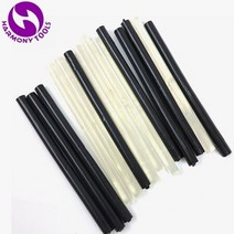글루스틱 11mm x 검정색 또는 투명 케라틴 팁 헤어 익스텐션 도구 5 개 이탈리아 핫멜트 접착제 스틱, 03 Black AND Clear