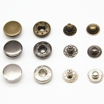 스프링도트 단추 50set 10mm 12mm 15mm 17mm 링도트 단추 15mm 가방 의류 부자재, 1팩, 엔틱골드스프링17mm