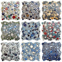 세라믹 자갈 돌 DIY 타일 30X30 미끄럼 방지 바닥 매트 발 마사지 화장실 온천 목욕탕 인테리어, 30X30 2개, 사파이어 블루와 화이트 DIY-012