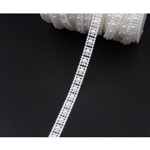 비딩 테이프 셀프 웨딩 드레스 댄스복 부자재 1 cm 5 야드 diy 의류 액세서리 파티 장식 공급 업체를위한 플라스틱 페르시 레이스 리본 꽃 비즈 문자열 체인, 하얀