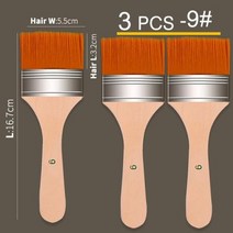 아크릴 오일 드로잉용 나일론 페인트 브러시 세트 수채화 나무 그림 브러시 도구 미술 용품 홈 칩 청소 도구, 3Pcs 9
