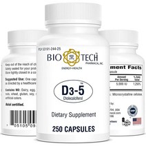 BioTech 약물 비타민 D3 5k IU 250개 USA 미국, 250 Count (Pack of 1)