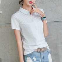 데일로엔 여성용 코튼 카라 슬림 반팔 티셔츠