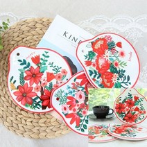 레드 플라워 냄비받침 C PEACE 뚝배기받침 밥솥받침 주방용품선물 집들이선물, A (bright)