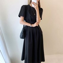 젊줌마룩 엄마등원룩 맘룩 롱원피스 아일렛원피스 캐주얼 퍼프 플라워 셔링 프릴 레이스 주름
