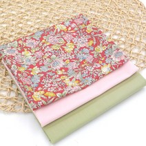 마미쏘잉/ 오가닉 코튼 면원단/ 플라워가든 30수 3종세트/ 마스크원단 프랑스자수 퀼트, 라임3종세트