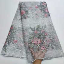 인도원단 아프리카 레이스 원단 웨딩 YYZ892 최신 화이트 인도 사리 튤 스팽글, 02 1_01 5 야드_01 5 码