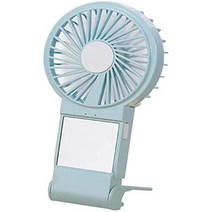 일본직발송 2. 휴대용 선풍기 핸디 선풍기 화장 거울 첨부 미니 선풍기 소지 팬 핸디 팬 7장 날개 풍량 2, One Size, 블루