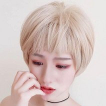여자 패션 숏컷스타일 짧은머리 귀여운스타일(망포함)여자숏컷가발 숏컷 뱅스타일 통가발 짧은통가발, 빌리프 통 가발-다크브라운(망