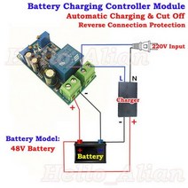 10A 12V 24V 36V 48V 배터리 충전기 자동 충전 컨트롤러 모듈 스위치 과충전 방지 및 전원 차단 보호 보드, 04 48V_02 Module and Box