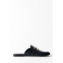 자라 ZARA 독일직구 장식 메탈릭 디테일의 뮬 로퍼 - 블랙