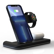 아이티스타일 애플워치 갤럭시워치 호환 4in1 고속 무선 충전기 충전독 스탠드 거치대, 갤럭시워치 전기종 호환, 블랙, 갤럭시워치 전기종 호환 1개