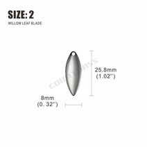 루어 플라이훅 니켈 스틸 버드 나무 스피너 블레이드 1-6 사이즈 50 개 마감 DIY 미끼 낚시 태클 공예, Size 2
