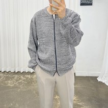 아도르클래식 라운드 더블 지퍼 집업 긴팔 가디건