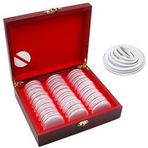 나무 동전 캡슐 홀더 30피스 46mm 보관 박스 코인 컬렉션 잠금 포함 6가지 사이즈 (202530354046mm) 수집가 오거나이저 디스플레이 기념 케이스 비이심플