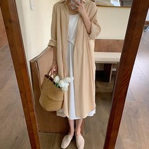 말랑마쥬 데일리 루즈핏 린넨 롱 셔츠 원피스