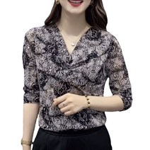여자 여름 꽃 무늬 반팔 블라우스 셔츠 하늘비즈 C31 B944R886