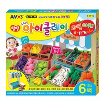 아모스 탱탱아이클레이 과일야채가게 6색, 흰색, 초록, 빨강, 노랑, 보라, 주황, 18g