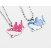 어린이 아기 돌선물 아기상어 써지컬스틸 미아방지 목걸이, 핑크, 엄마용(45cm+3.5cm), 볼체인