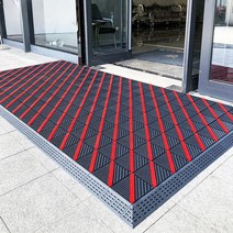 입구발판 발매트 욕실 매장 논슬립 가게 업소 현관, 레드+그레이-90x180cm, 레드+그레이 스트라이프