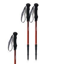 트렉스타 정품 4단 예일로 등산스틱 2개 1세트+케이스, 레드