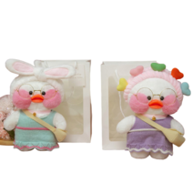 PKTOYS 귀여운 빵빵 오리인형 피큐어 큐티 옷 입히기 친구 생일 커플 여자 세트 재미있는 선물 30CM, 흰토끼 헤어밴드 블루스커트+5컬러 하트 헤어밴드