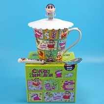 짱구 뚜껑있는 머그잔 스푼 세트 머그컵, H