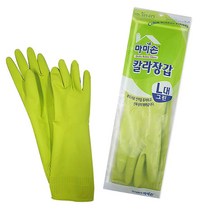 마미손 라텍스 목긴 작업용 주방용 고무장갑 연두색, 대형, 본상품선택, 대(L)
