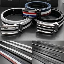 아웅다움）남성골프벨트 자동버클 정장 스포츠밸트 통가죽 남자골프허리띠［ll0II］