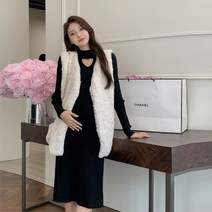 퍼조끼 니트 임산부 막달 만삭 연말 파티 모임 원피스 셋업 임복