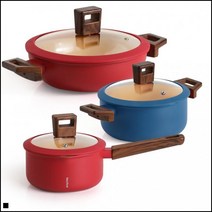 란치에 컬러 인덕션 가스렌지 겸용 냄비 3종 세트/ koonshop 쿤샵, 나리히라 18블루+20레드+24블루