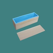 Guxing 천연 비누만들기 1200ml 실리콘 금형 직사각형 나무 상자, 블루