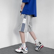 여름 스트라이프 반바지 남성 느슨한 스트레이트 슬림 스포츠 바지 반바지 5 점 바지