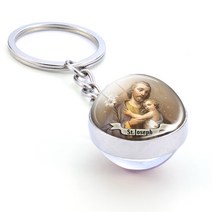 스노우볼 워터볼 christian 열두 성도 crystal ball keychain 볼록 유리 펜던트 mini crystal ball 장식 크리스마스 선물 crystal, 진한 파랑