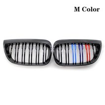 자동차 그릴자동차 전면 키드니 그릴 광택 블랙 M bmw용 레이싱 E81 120d 액세서리, 03 M Color