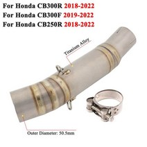 혼다 머플러 튜닝 슬립 온 CB300R CBR300 CB300F CB250R 2018 - 2020 오토바이 배기 탈출 티타늄 링크 파이프 51mm, Titanium Alloy