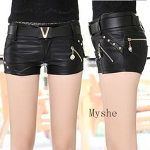 [Myshe]가을 겨울 가죽 반바지 여성 슬림핏 PU팬츠 캐주얼 Sevenfei901DK7