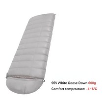 NEW 95% Goose Down Sleeping Bag 캠핑 슬리핑 백 여행용 캠핑 가방 하이킹 겨울 초경량 슬리핑 백, [05] grey600g, 1개