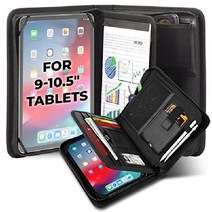 BizMate PRO 지퍼 포트폴리오 9-10.5 회의 폴더 Padfolio 태블릿 홀더 A5 노트북 포켓 가죽