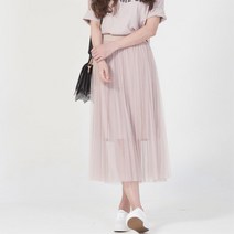 여성 러블리 레이스 주름치마 샤 롱스커트 데일리 맘등원룩 편한코디 외출
